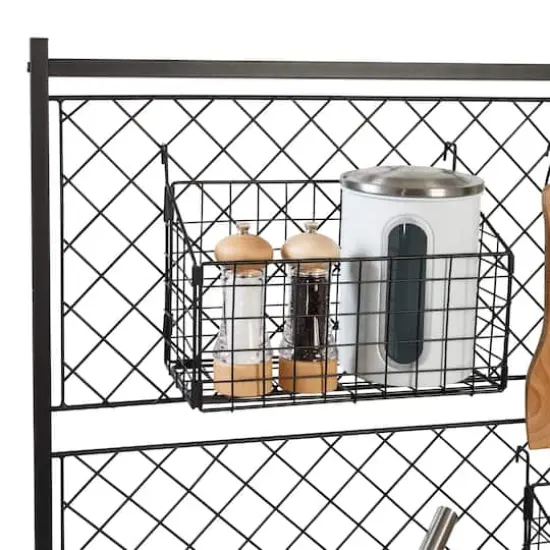 Honey Can Do Black & Walnut Multi-Purpose Kitchen Bakers Rack With Wine Storage {7}