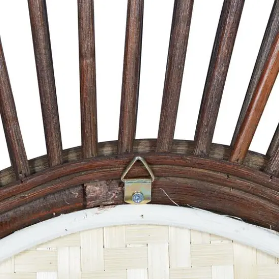 30" Brown Wood Boho Style Wall Mirror {6}