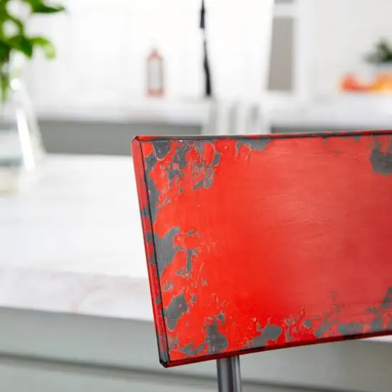 41" Metal Vintage Bar Chair Red {8}