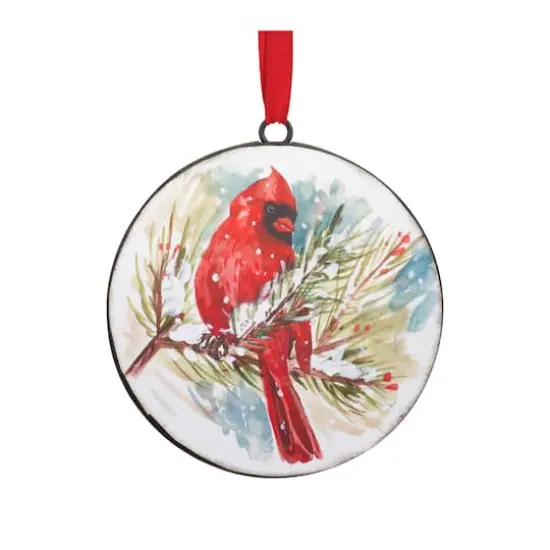 12ct. Watercolor Cardinal & Pine Metal Ornaments {3}