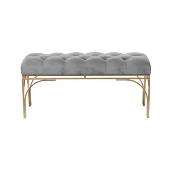 Grey Metal Glam Bench, 19" x 39" x 17" {7}