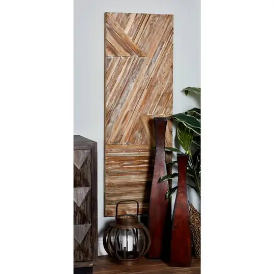 Blue Farmhouse Abstract Recycled Teak Wall Decor, 56" x 20" {8}