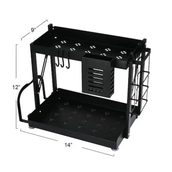 Household Essentials 12" Black Metal 2-Tier Countertop Caddy {5}