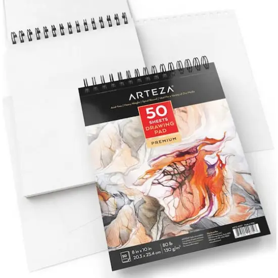 Arteza&reg; 8" x 10" Spiral Drawing Pads, 2ct. {4}