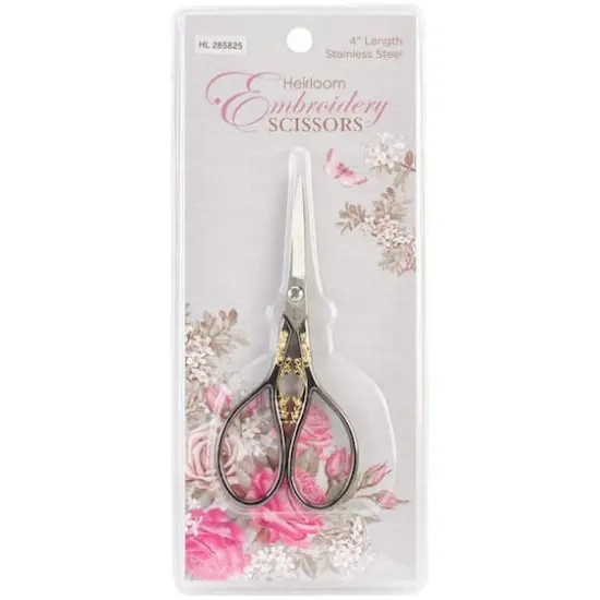 Sullivans 4" Gunmetal & Gold Heirloom Embroidery Scissors Teardrop Handle {1}