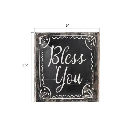 Hello Honey&reg; 6.5" Black & White Bless You Wood Tissue Box {6}