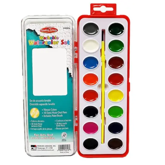 Charles Leonard Washable Watercolor Set with Brush, 12 Packs of 16 {3}