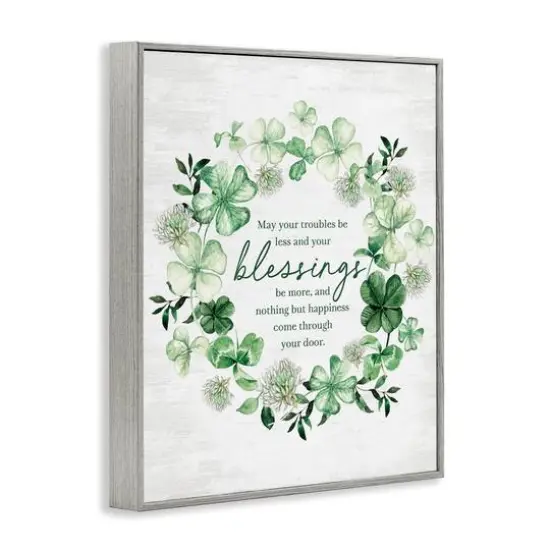 Stupell Industries Irish Proverb Wreath Framed Giclee Art Gray {4}