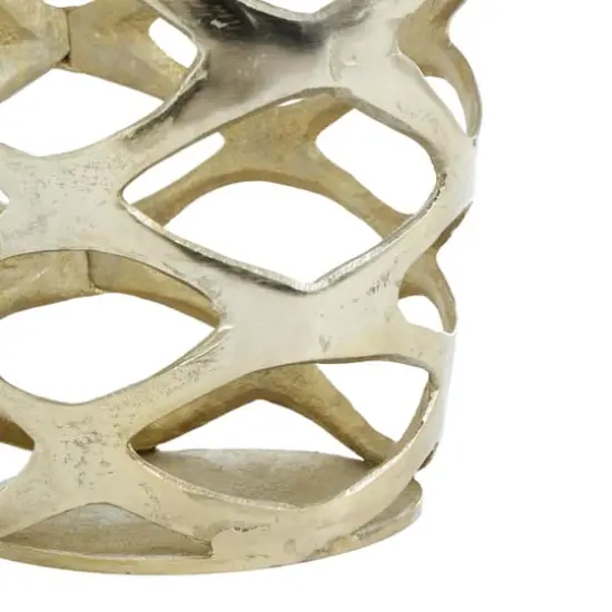 Gold Aluminum Geometric Tall Cutout Vase {6}