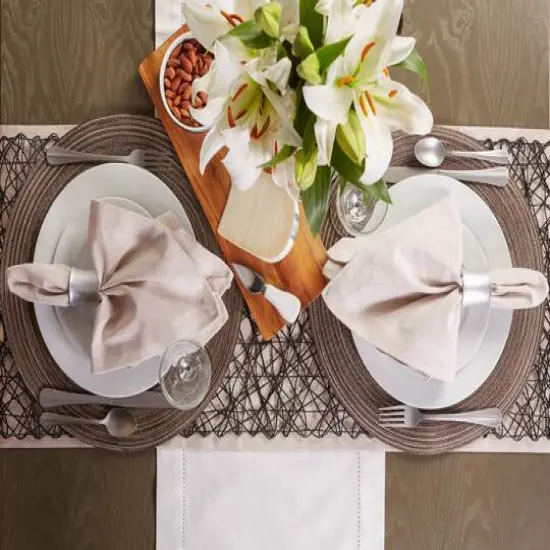 DII&reg; Round Variegated Braided Polypropylene Placemats, 6ct. Brown {8}