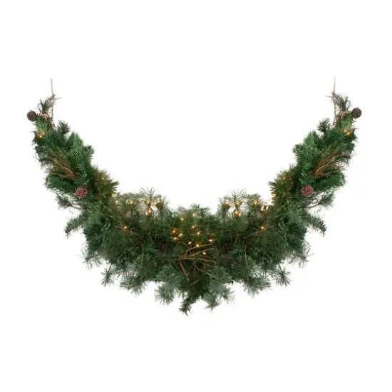 72" Pre-Lit Country Mixed Pine Artificial Christmas Swag, Clear Lights {1}