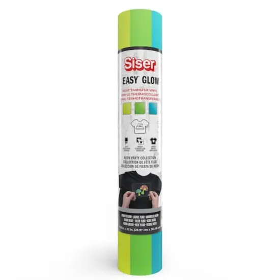 Siser&reg; Easy&reg; Glow Heat Transfer Vinyl Sampler, Yellow, Green & Blue {3}