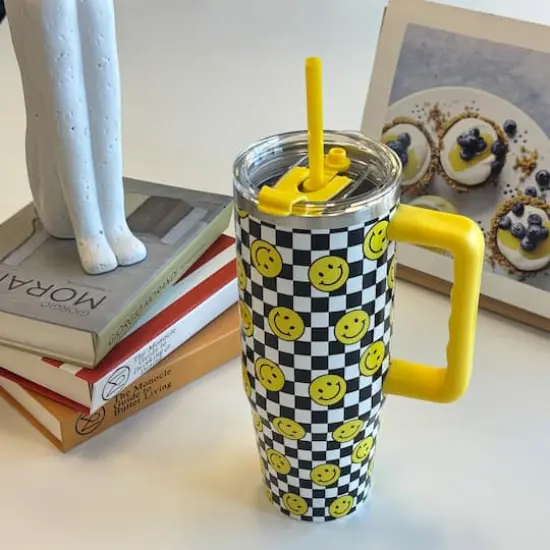 30oz. Smiley Check Stainless Steel Insulated Tumbler by Celebrate It&trade; {4}
