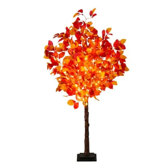 4ft. Pre-Lit Autumn Artificial Fall Tree with 160 Warm White LED Lights {1}