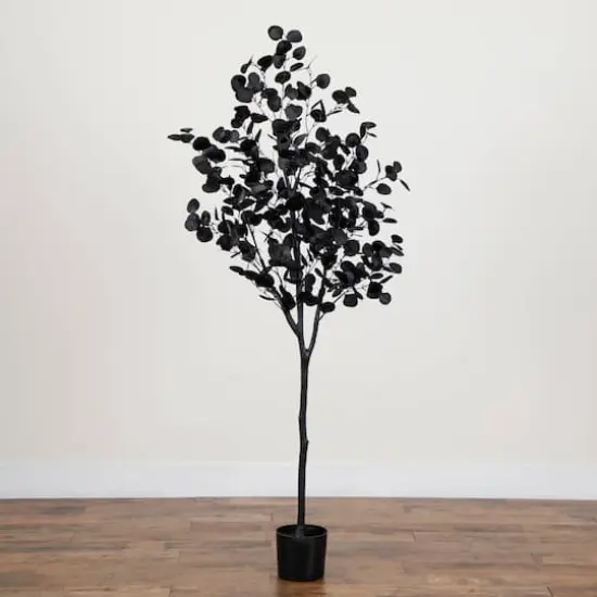 6ft. Artificial Halloween Black Eucalyptus Tree {6}