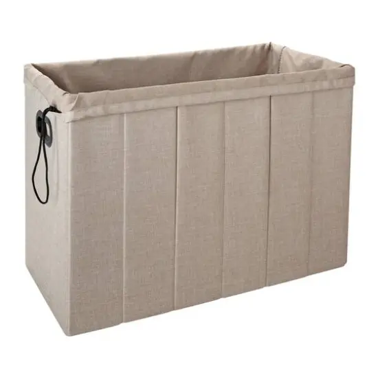 Simplify Natural Collapsible Flip Top Hamper Ottoman {3}