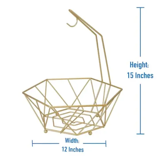 Kitchen Details 15.5" Geode Fruit Basket with Banana Tree Satin Gold {5}