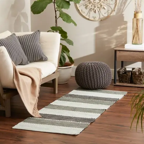 DII&reg; Color Block Cotton Chindi Rug, 2ft. x 3" x 6ft. Gray {4}