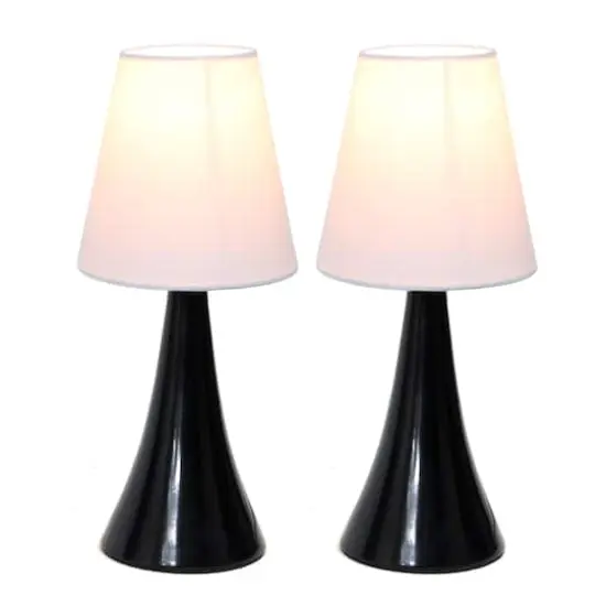 Simple Designs&trade; Valencia Colors 2-Pack Mini Touch Table Lamp Set Black with White Shade {3}