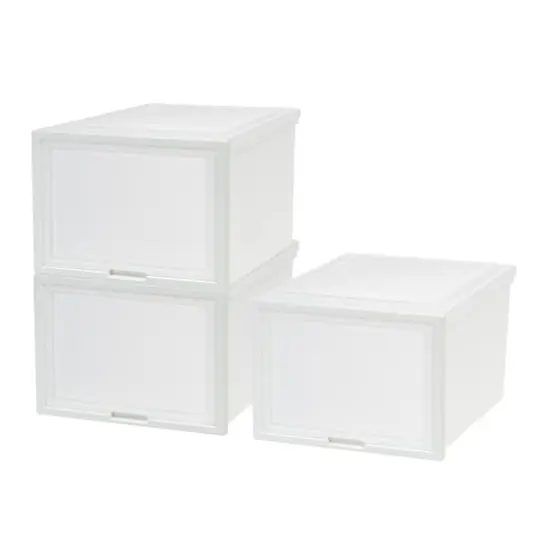 Iris&reg; White Deep Box Chest With Sliding Door, 3 Pack {1}