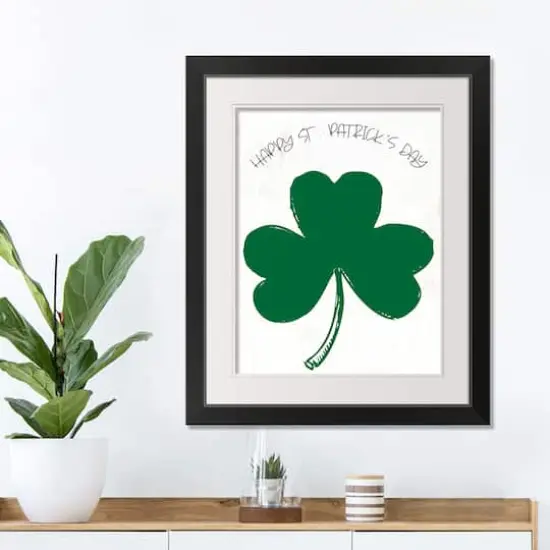 Happy Patricks Day Clover 16" x 20" Black Framed Print Under Plexiglass {3}