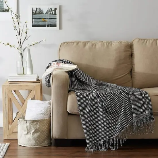 DII&reg; Black & White Waffle Knit Throw {7}