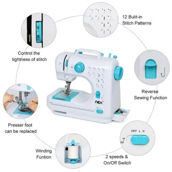 NEX&trade; Indigo Blue Modern Crafting Sewing Machine with 12 Built-In Stitches {6}