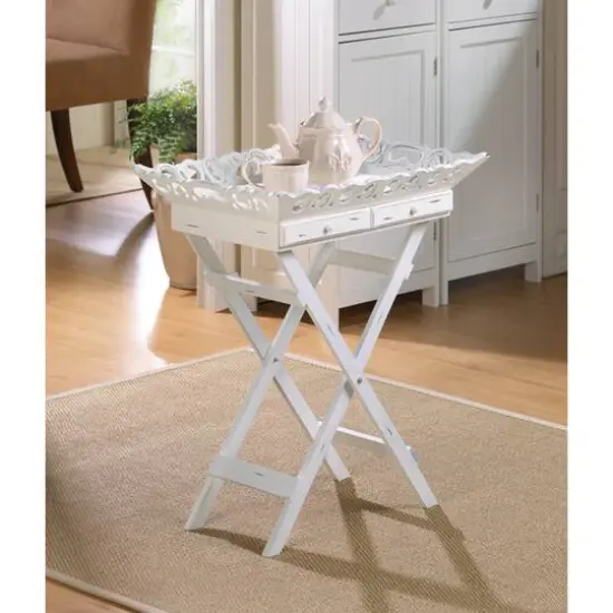 27" White Elegant Tray Stand {4}