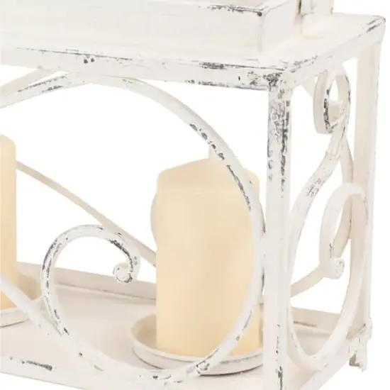 24" White Iron Vintage Candlestick Holder {4}