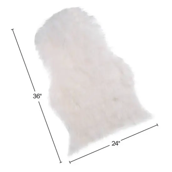 Hastings Home Faux Sheepskin Fur Rug, 2ft. x 3ft. White {5}