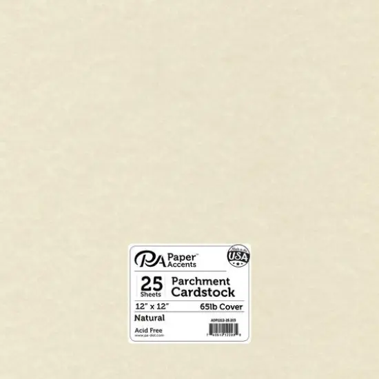 PA Paper&trade; Accents 12" x 12" 65lb. Parchment Cardstock, 25 Sheets Natural {1}