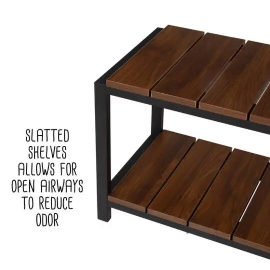 Honey Can Do Walnut 2-Tier Entryway Shoe Bench {12}