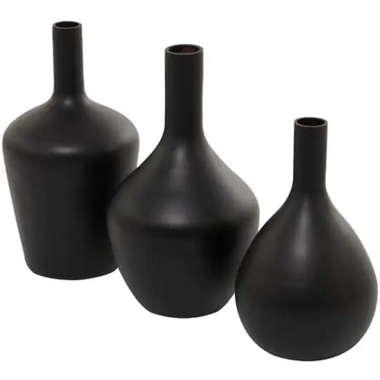 Black Glass Vase Set of 3 14", 13", 12" {3}