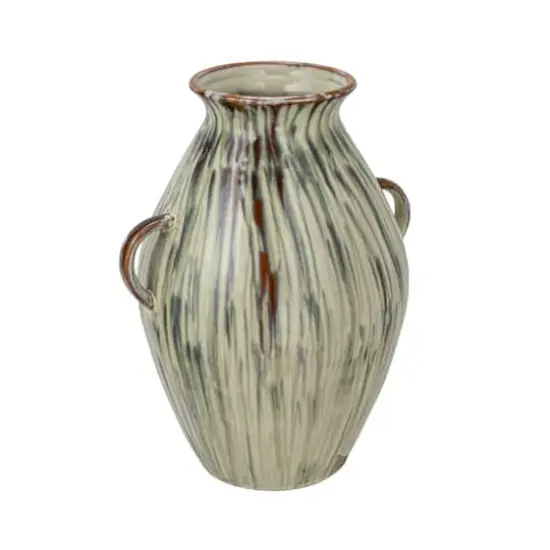 Hello Honey® 14" Multicolor Reactive Glaze Hand-Painted Stoneware Vase with Handles {1}