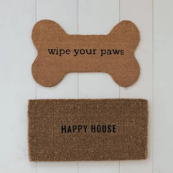 Hello Honey&reg; 29" x 17.5" Wipe Your Paws Natural Coir Bone Doormat {4}