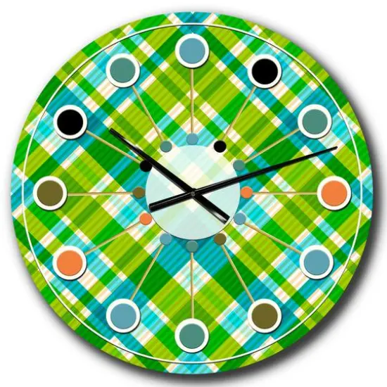 Designart 'Tartan Geometrical Texture Ii Mid-Century Modern Wall Clock {1}