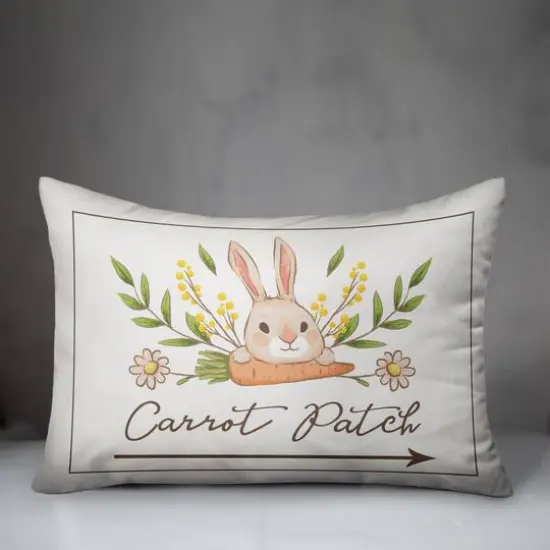 Bunny And Carrot Pattern Patch 14" x 20" Indoor / Outdoor Pillow {4}