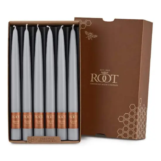 Root Candles 9" Unscented Taper Candles, 12ct. Platinum {1}