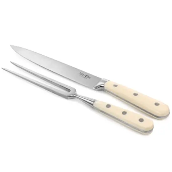 Martha Stewart Cream Goswell 3 Piece Carving Board & Cutlery Set {4}