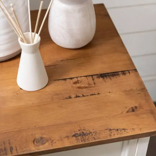 Walker Edison 19" 1-Drawer Wood Side Table Reclaimed Barnwood / White Wash {9}