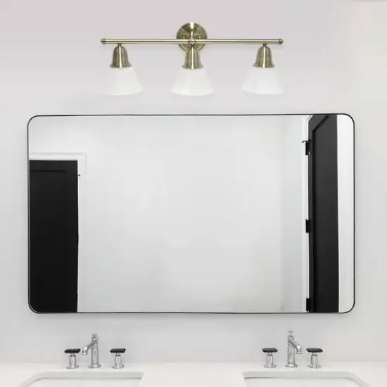 Lalia Home Essentix 3 Light Alabaster Shade Vanity Antique Brass {3}