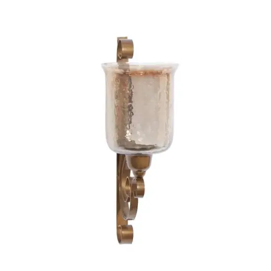 Brown Iron Traditional Candle Wall Sconce, 20" x 11" x 7" {3}