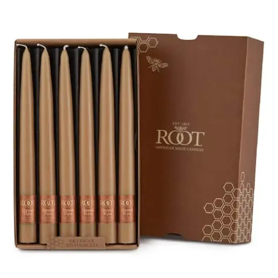 Root Candles 9" Dipped Taper Dinner Candles, 12ct. Beeswax {1}