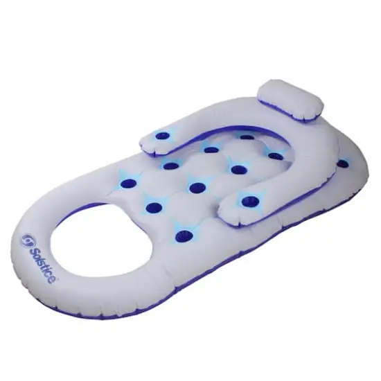 Solstice 68" Blue & White Inflatable Pool Lounger Float {3}