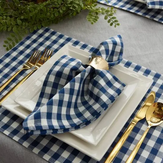 DII&reg; Navy & Off White Gingham Cotton Napkins, 4ct. {8}