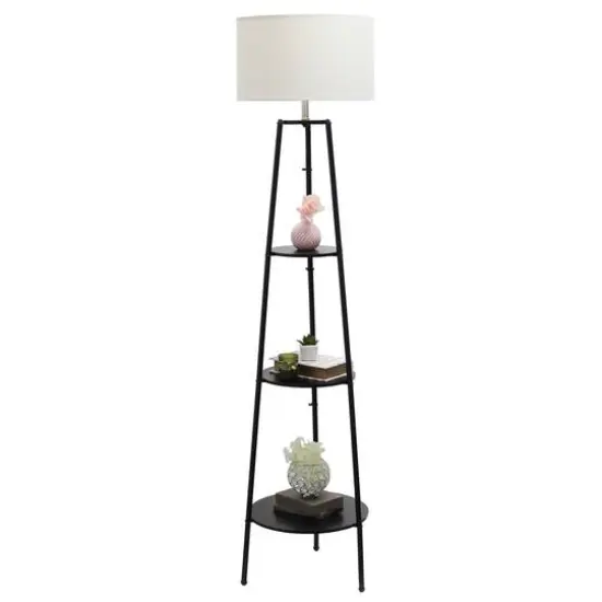 Simple Designs 62.5" Tripod 3 Tier Floor Lamp Black {7}