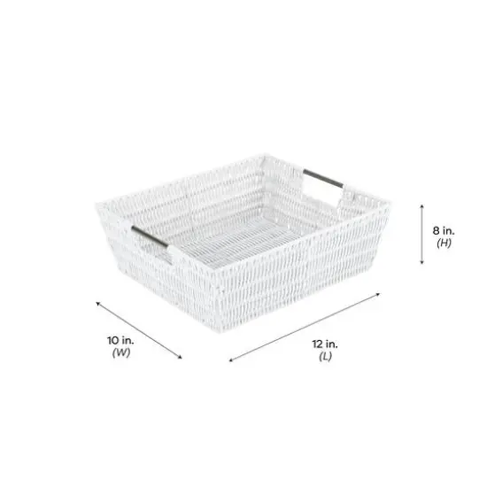 Simplify White Shelf Storage Rattan Tote Basket {7}