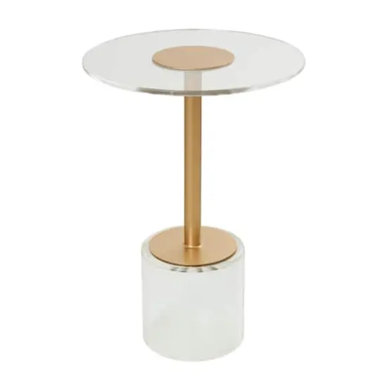 23" Clear Acrylic Accent Table with Gold Stand {8}