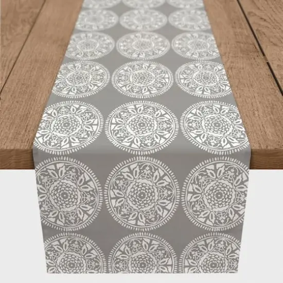 Small Medallions Indoor/Outdoor Table Runner Gray {3}