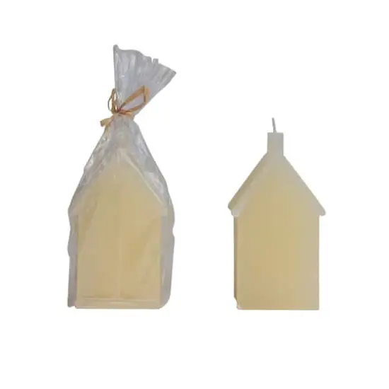 Hello Honey&reg; 5" Cream Unscented House Shaped Candle {1}